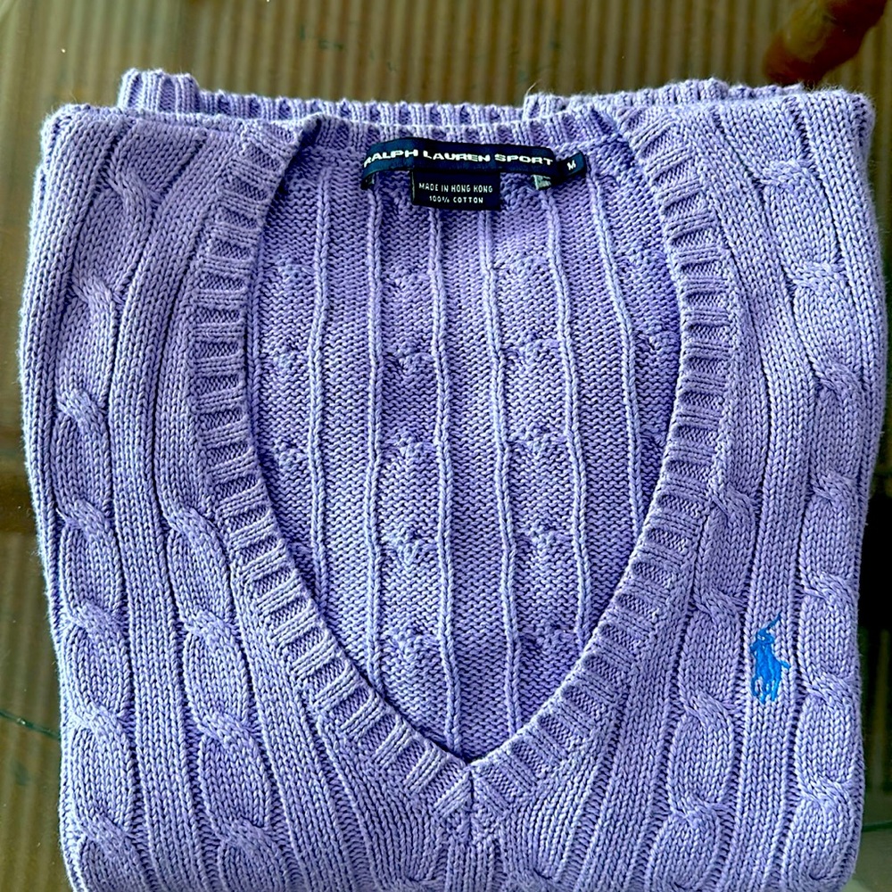 Ralph Lauren v neck pullover cable sweater